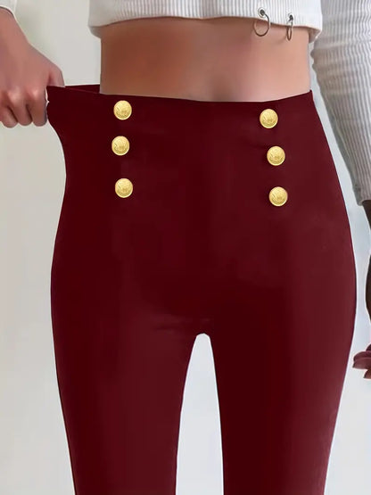 Double Breasted High Waist Skinny Pants